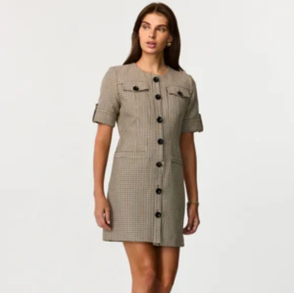 Toccin Gale Plaid Button Front Mini Dress